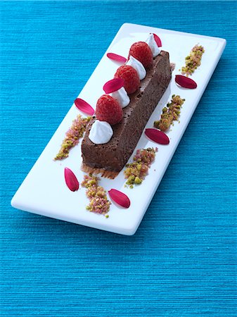 simsearch:824-07586191,k - A whole chocolate marquis with raspberries and cream gourmet dessert Stock Photo - Rights-Managed, Code: 824-07586027