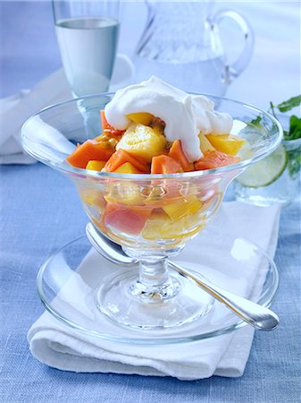 simsearch:824-07586124,k - Tropical fruit salad mango pineapple and passion fruit Stock Photo - Rights-Managed, Code: 824-07586130