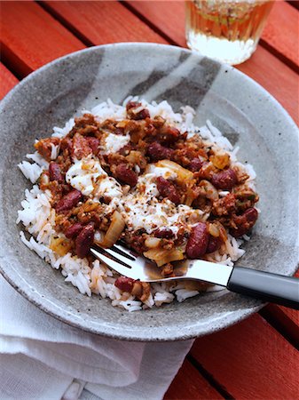 Chilli con carne and rice Photographie de stock - Rights-Managed, Code: 824-07586338