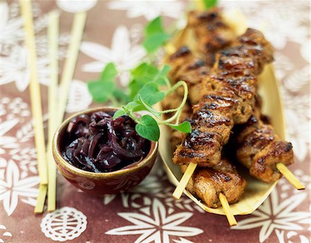 simsearch:825-06316883,k - Satay-style pork kebabs grilled on the barbecue Stock Photo - Rights-Managed, Code: 825-05815237