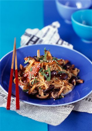 simsearch:825-05990354,k - sauteed noodles and chicken breast,soya,sesame and mushrooms Stock Photo - Rights-Managed, Code: 825-05811687