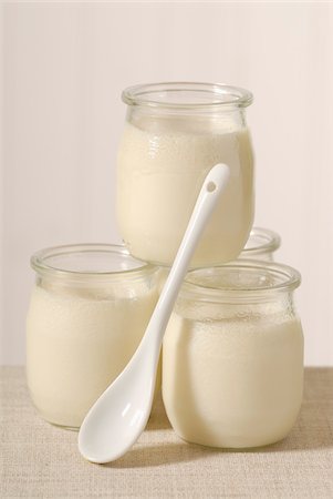 simsearch:825-03628865,k - Pots of plain yoghurts Stock Photo - Rights-Managed, Code: 825-05813351