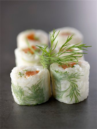 Salmon and dill makis Stock Photo - Rights-Managed, Code: 825-05836362