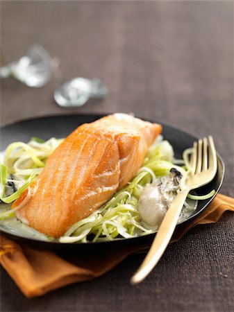 simsearch:825-07649320,k - Piece of salmon with oyster sauce Stock Photo - Rights-Managed, Code: 825-05836915