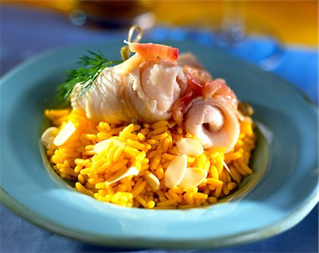 simsearch:825-03627010,k - Sole in white butter with saffron and almond rice Stock Photo - Rights-Managed, Code: 825-05987268