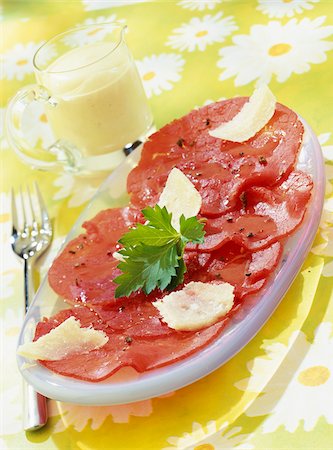 simsearch:652-05807406,k - beef carpaccio with cep oil Stock Photo - Rights-Managed, Code: 825-05991013