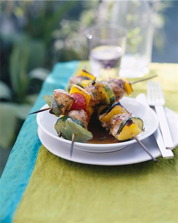 simsearch:825-07076761,k - Chicken and vegetable brochettes marinated with four spices Stock Photo - Rights-Managed, Code: 825-06048924