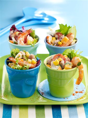 simsearch:825-07649320,k - Seafood,Mimolette and sweet corn salad Stock Photo - Rights-Managed, Code: 825-06315295
