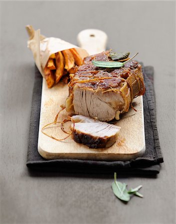 simsearch:825-05985428,k - Roast veal with sage and sweet potato chips Stock Photo - Rights-Managed, Code: 825-06316752