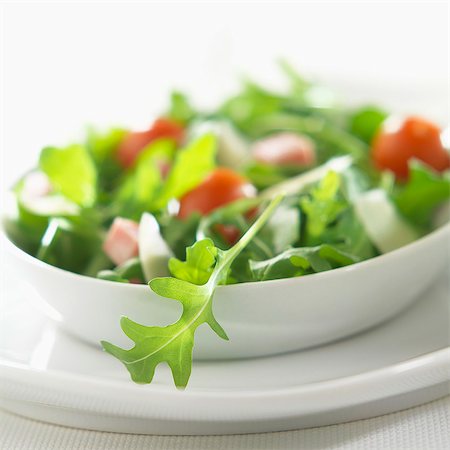 simsearch:825-07522085,k - Rocket lettuce,cherry tomato and diced bacon salad Stock Photo - Rights-Managed, Code: 825-06815201