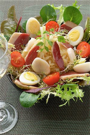 simsearch:825-07649320,k - Duck magret and scallop mixed salad Stock Photo - Rights-Managed, Code: 825-06817931