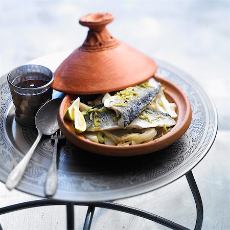 Bass and fennel Tajine Stock Photo - Rights-Managed, Code: 825-07076969