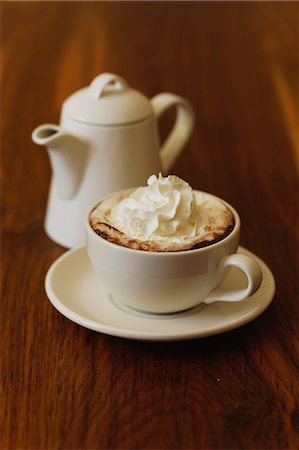 Viennese hot chocolate and a chocolate pot Stock Photo - Rights-Managed, Code: 825-07077061