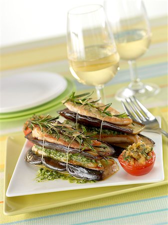 simsearch:825-07522085,k - Chicken and eggplant Saltimbocca Stock Photo - Rights-Managed, Code: 825-07522085