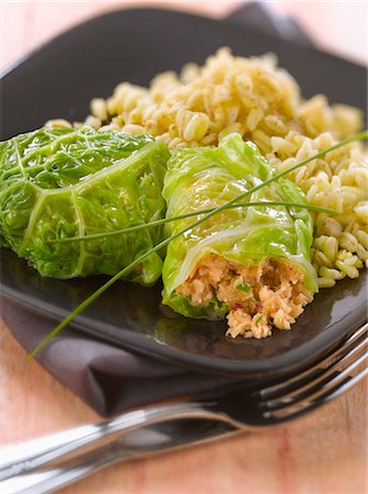 simsearch:825-07522119,k - Cabbage leaves stuffed with salmon and buckwheat Stock Photo - Rights-Managed, Code: 825-07522435