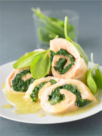 simsearch:825-07522119,k - Rolled salmon fillets with spinach Stock Photo - Rights-Managed, Code: 825-07522523