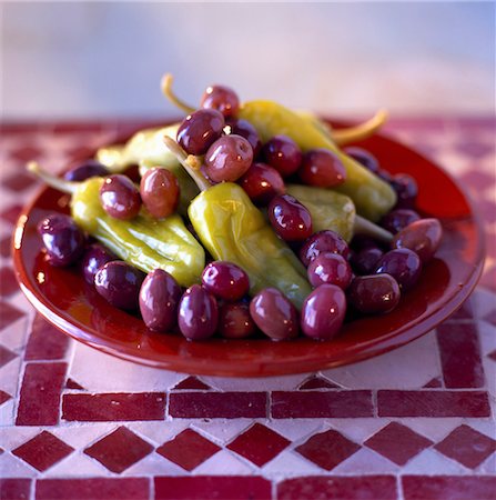 Peppers and olives Stock Photo - Rights-Managed, Code: 825-03626934