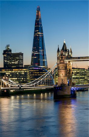 Shard and Tower Bridge at dusk; London, England Stock Photo - Rights-Managed, Code: 832-08007707