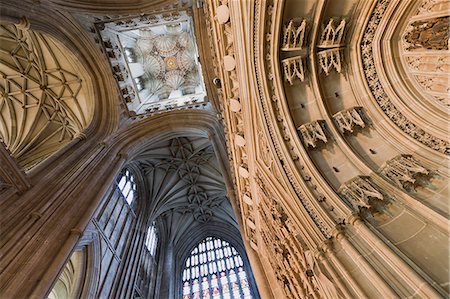 simsearch:841-08240211,k - Low angle view of the ceiling inside Canterbury Cathedral; Canterbury, Kent, England Stock Photo - Rights-Managed, Code: 832-08007765