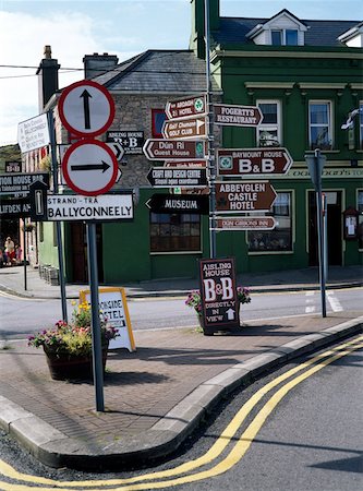Road signs at Clifden, Connemara, Co Galway, Ireland Stock Photo - Rights-Managed, Code: 832-02254654