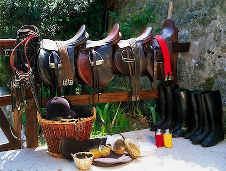 riding boots not equestrian not cowboy not child - Equestrian saddles Stock Photo - Rights-Managed, Code: 832-02255153