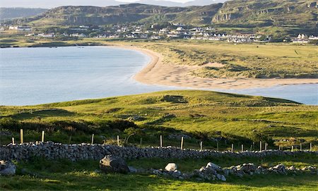 peter - Kilahoey Strand, Dunfanaghy Village, County Donegal, Ireland; Irish coastal village and beach with stone fence in the Stock Photo - Rights-Managed, Code: 832-02255623