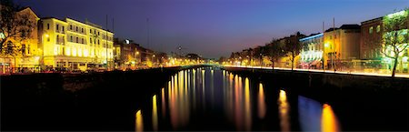 road city panorama - River Liffey, Dublin, Ireland, Quay at night Stock Photo - Rights-Managed, Code: 832-02253202