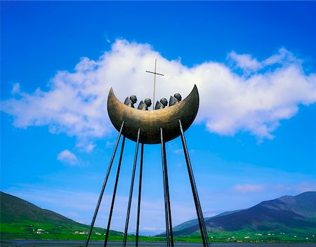 St. Brendan sculpture, Cahirciveen, Ring of Kerry, Co Kerry, Ireland Stock Photo - Rights-Managed, Code: 832-02253456