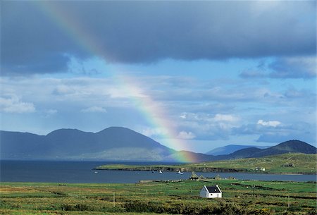 Rainbow over mountains, Ballinskelligs, Ring Of Kerry, County Kerry, Republic Of Ireland Stock Photo - Rights-Managed, Code: 832-03232206