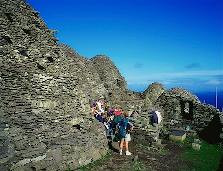 priory - Skellig Islands, Co Kerry, Ireland; Tourists at the Skellig Michael Stock Photo - Rights-Managed, Code: 832-03232440