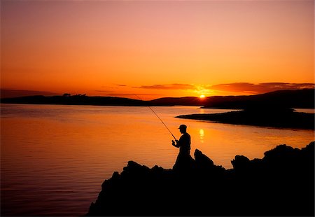 Angler at Sunset, Roaring Water Bay, Co Cork, Ireland Stock Photo - Rights-Managed, Code: 832-03232535