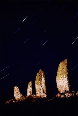 star trails - Waterville, County Kerry, Ireland; Eightercua standing stones Stock Photo - Rights-Managed, Code: 832-03232934