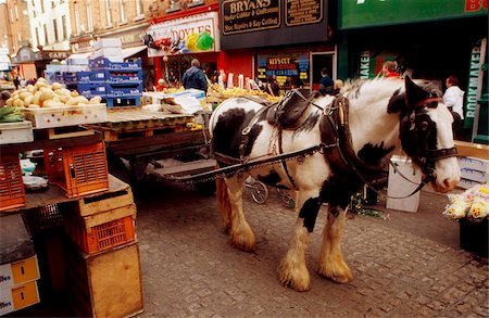 Moore Street, Dublin, Ireland; Horse-drawn cart Stock Photo - Rights-Managed, Code: 832-03232999
