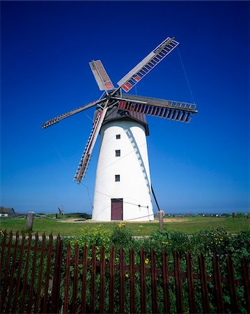 Low angle view of a traditional windmill, Skerries, County Dublin, Republic Of Ireland Stock Photo - Rights-Managed, Code: 832-03358574