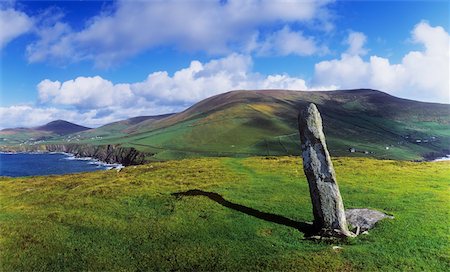 dunmore head dingle - Stone on a landscape, Ogham Stone, Dunmore Head, Dingle Peninsula, County Kerry, Republic Of Ireland Stock Photo - Rights-Managed, Code: 832-03358653
