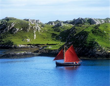Boat in the sea, Galway Hooker, County Galway, Republic Of Ireland Stock Photo - Rights-Managed, Code: 832-03358703