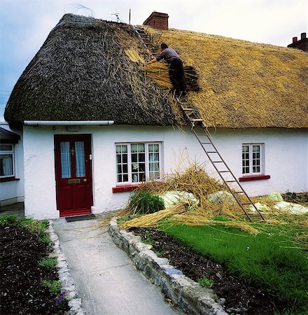 Adare, Co Limerick, Ireland; Thatching A Roof Stock Photo - Rights-Managed, Code: 832-03639483