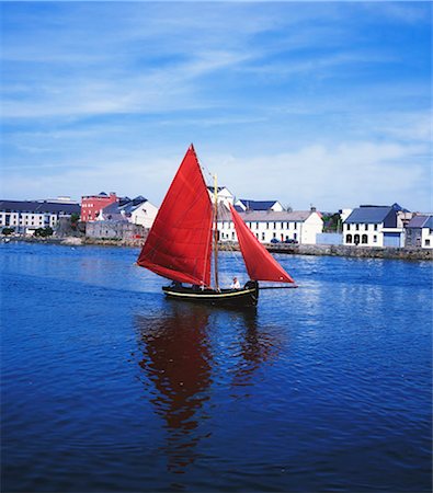 Galway City, Co Galway, Ireland;  Traditional Hooker Boat Off Merchants Arch Stock Photo - Rights-Managed, Code: 832-03639680