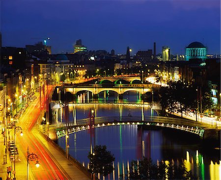 Dublin, Co Dublin, Ireland; View Of The River Liffey At Nighttime Stock Photo - Rights-Managed, Code: 832-03639714
