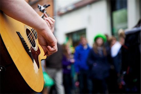 dublin - Dublin, Ireland; A Musician Plays His Guitar In The Street Stock Photo - Rights-Managed, Code: 832-03640973