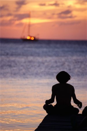 Man in silhouette standing at the end of a pier Stock Photo - Rights-Managed, Code: 832-03724388