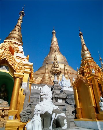 Gilded buildings of Shwe Dagon Pagoda, Rangoon, Myanmar Stock Photo - Rights-Managed, Code: 832-03724420