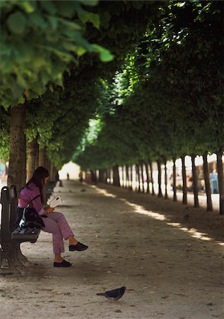 palais royale - Lady reading book in the  gardens of the Palais Royale. Stock Photo - Rights-Managed, Code: 832-03724809