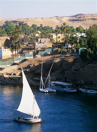 scenic sailboat - Feluccas on The Nile, High Angle View Foto de stock - Con derechos protegidos, Código: 832-03724954
