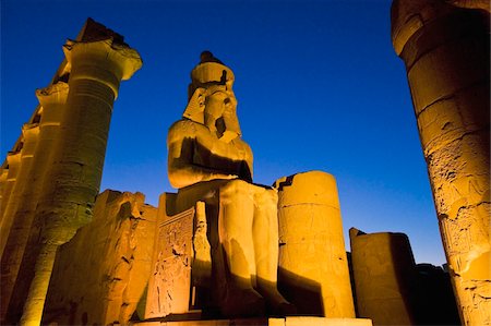 daylit - Colonnade of Amenophis III with statue of Ramses II at dusk Stock Photo - Rights-Managed, Code: 832-03724983