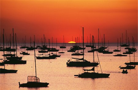 sailboats water nobody - Silhouetted sailboats in Darwin harbor Stock Photo - Rights-Managed, Code: 832-03723905