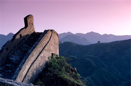 solid - Great Wall of China, Badaling, Beijing - view of wall at dusk Stock Photo - Rights-Managed, Code: 845-04826415