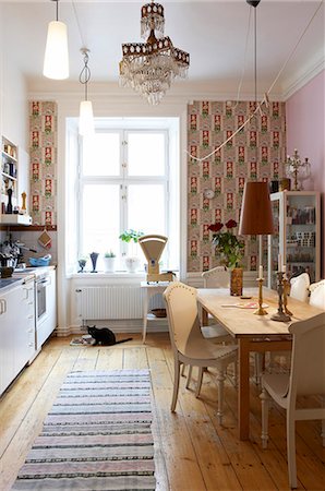 sweden window lamp - 17th century apartment, with modern retro interior Stockholm Designed by Designed by Lotta Kulhorn Stock Photo - Rights-Managed, Code: 845-04827073