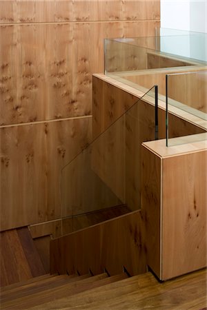 simsearch:845-02727746,k - Wood panelled staircase with glass, Inside Out, London, UK. Architects: Milk:studio architects Stock Photo - Rights-Managed, Code: 845-05837963