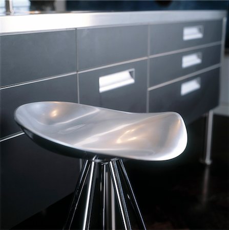 Modern steel kitchen bar stool Stock Photo - Rights-Managed, Code: 845-05838978